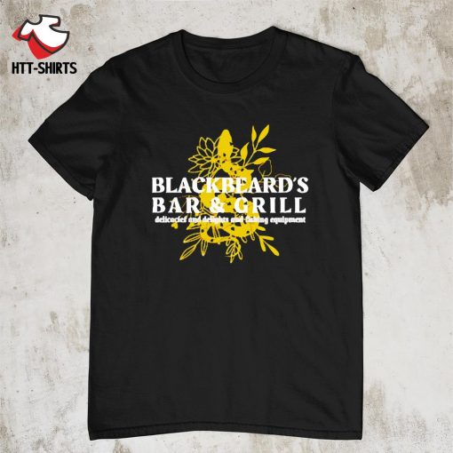 Delicacies and Delights and Fishing Equipment Blackbeard's Bar and Grill  gift shop out back logo shirt, hoodie, sweater and v-neck t-shirt
