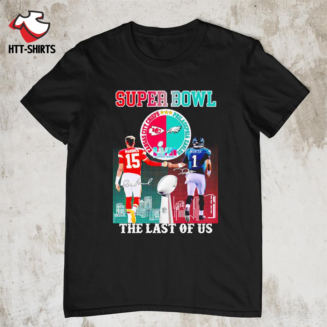 Patrick Mahomes II vs Jalen Hurts the last of us 2023 Super Bowl signatures shirt