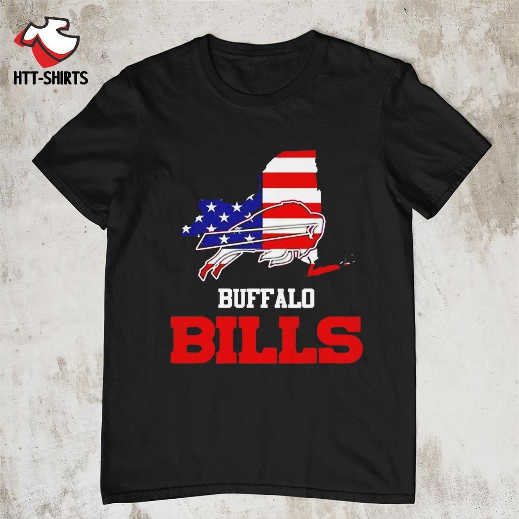 Buffalo Bills Logo With American Flag Short Sleeve Shirt