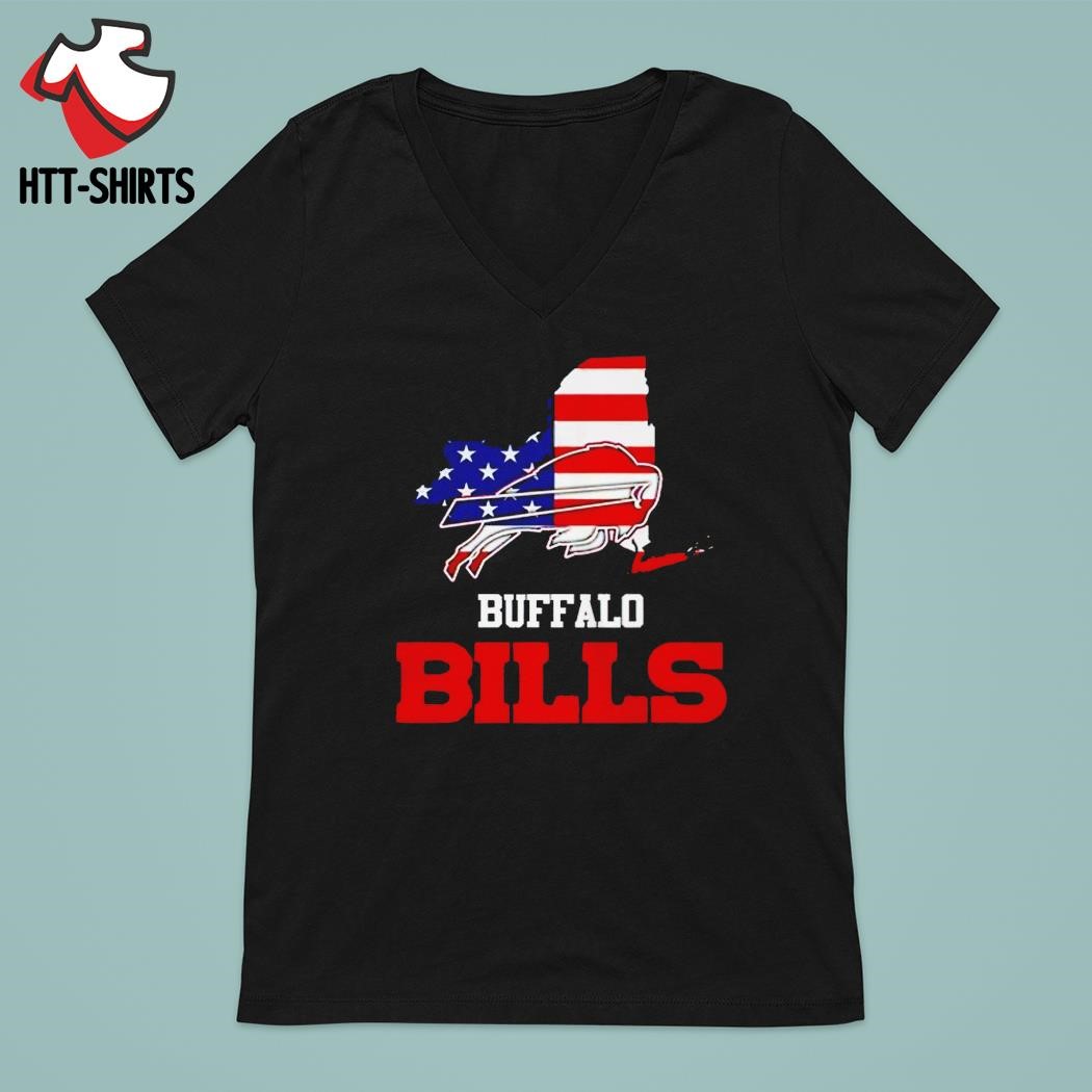 Buffalo Bills Logo With American Flag Short Sleeve Shirt